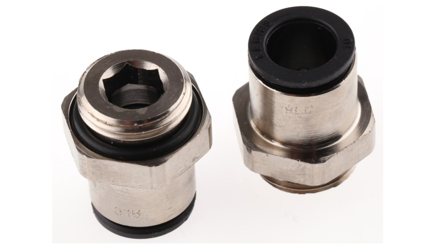 Legris LF3000 Series Straight Threaded Adaptor, G 3/8 Male to Push In 10 mm, Threaded-to-Tube Connection Style