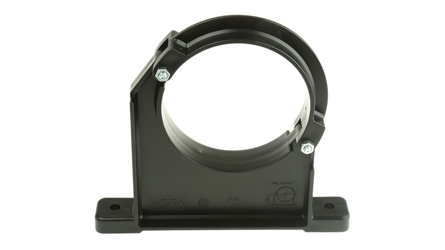 Clip per tubo in PP Nero Georg Fischer, diametro foro di fissaggio 9mm, altezza 120mm