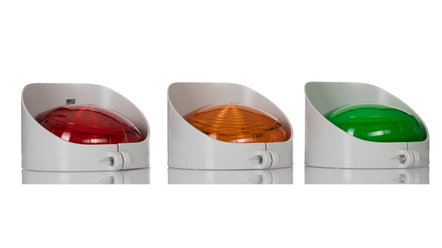 RS PRO Amber, Green, Red Traffic Light LED Beacon, 3 Lights, 12 → 24 V ac/dc, Surface Mount