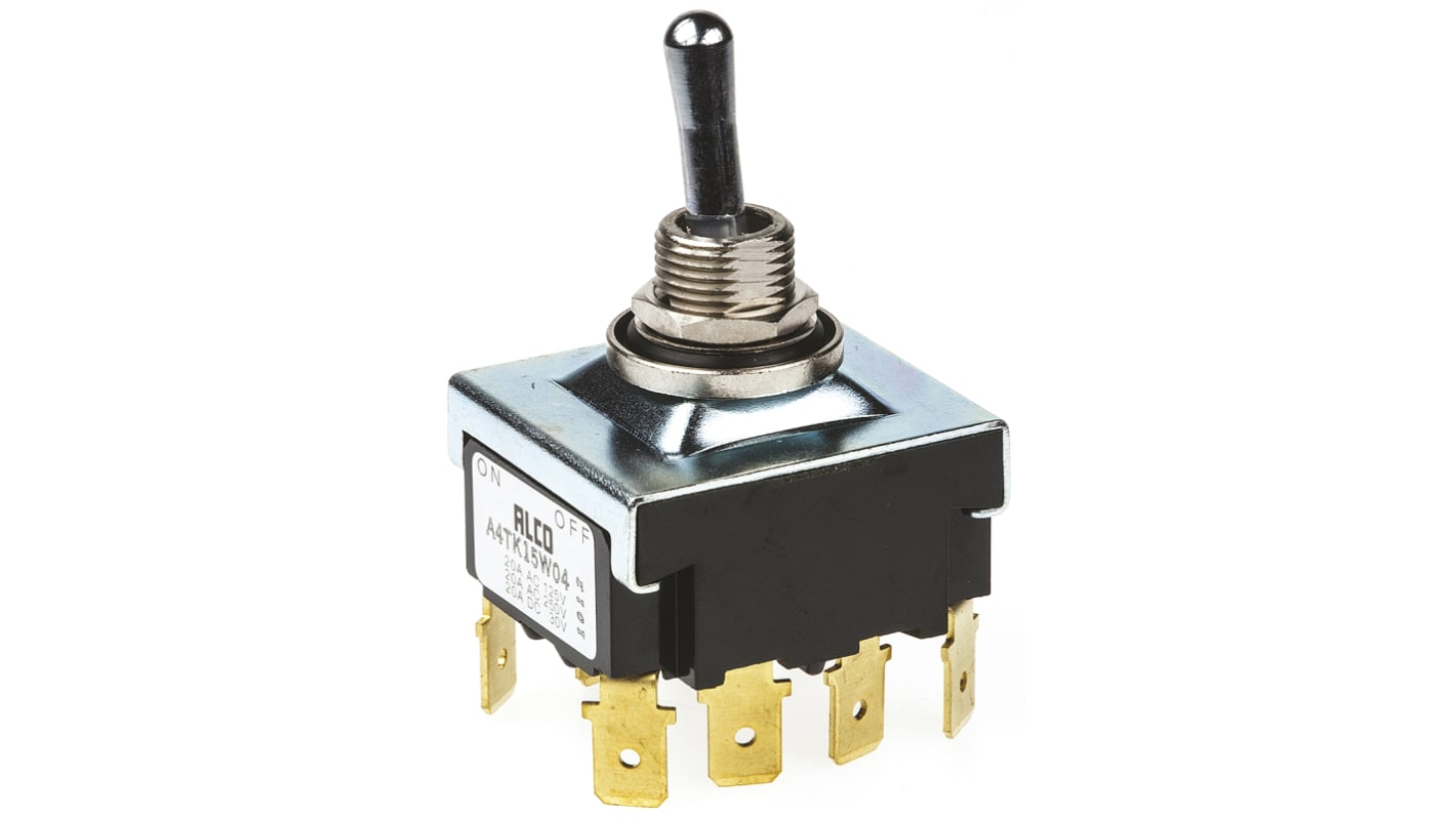 TE Connectivity Toggle Switch, Panel Mount, On-Off, 4PST, Tab Terminal
