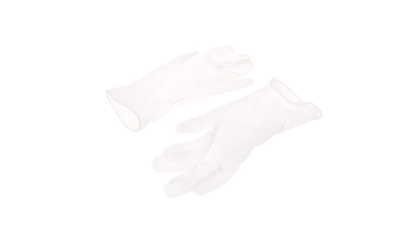 RS PRO White Powder-Free Polymer Disposable Gloves, Size 8, Medium, Food Safe, 100 per Pack