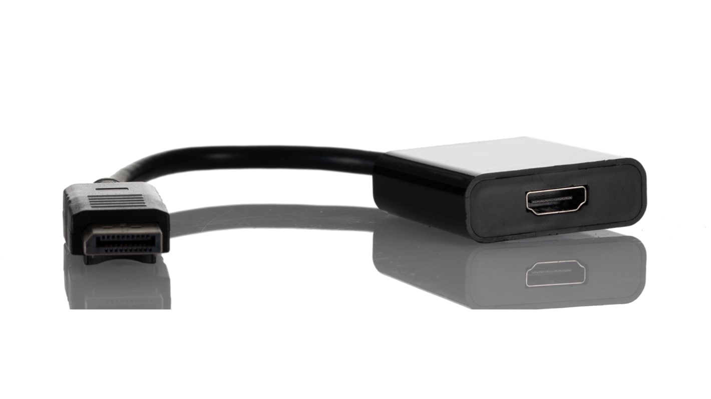 Adaptador DisplayPort negro RS PRO, con. A: DisplayPort macho, con. B: HDMI hembra, long. 150mm