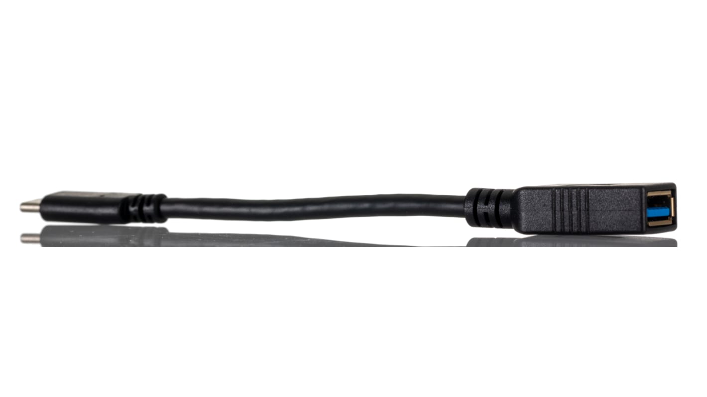 Adaptador USB USB 3.0, USB 3.1 RS PRO, con A. USB C Macho, con B. USB A Hembra, long. 150mm, color Negro