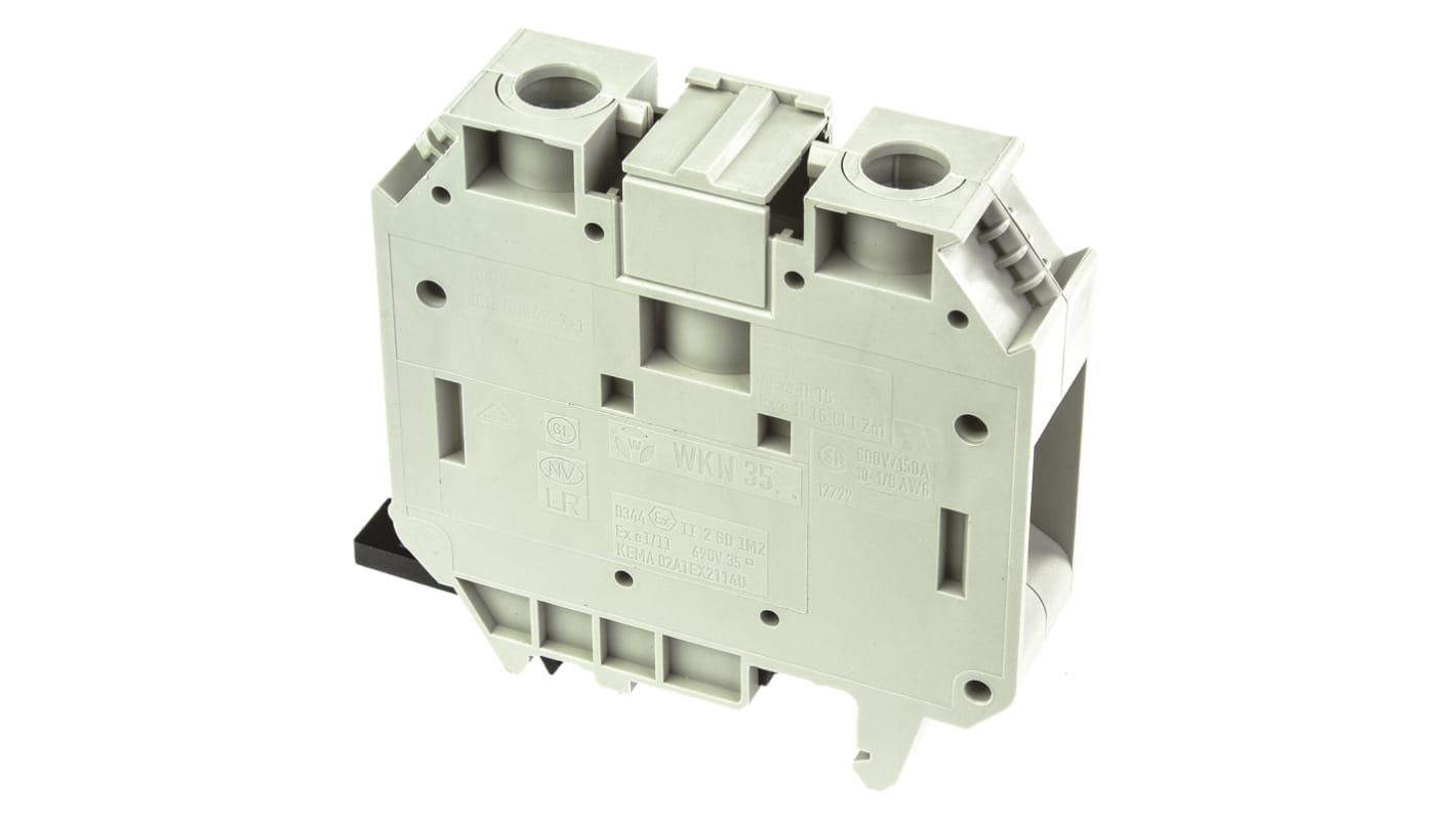 Wieland WKN Series Grey Feed Through Terminal Block, 35mm², Single-Level, Screw Termination, ATEX