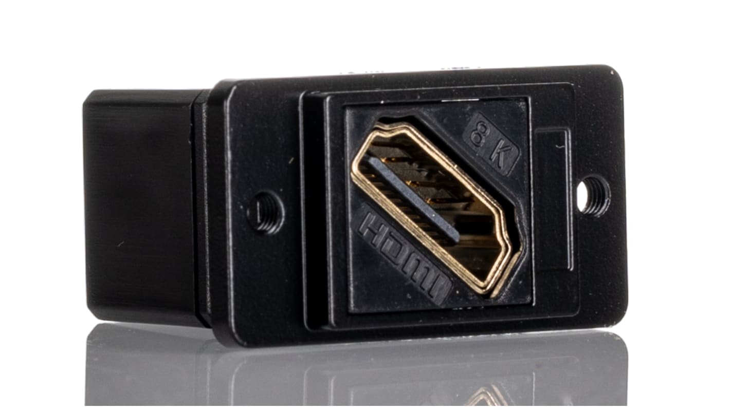 RS PRO 29 mm x 35.5 mm x 19 mm 1 Way Female to Female Feedthrough HDMI Connector 40 V ac