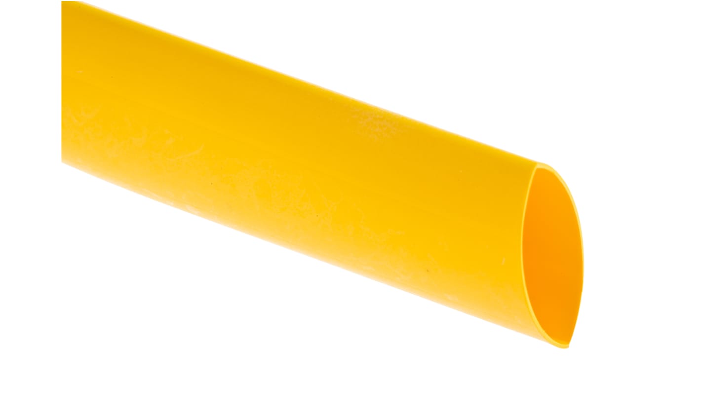 RS PRO Halogen Free Heat Shrink Tubing, Yellow 25.4mm Sleeve Dia. x 1.2m Length 2:1 Ratio