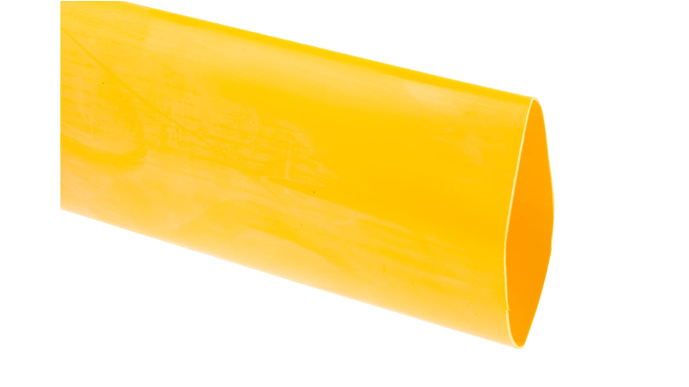 RS PRO Halogen Free Heat Shrink Tubing, Yellow 38.1mm Sleeve Dia. x 1.2m Length 2:1 Ratio