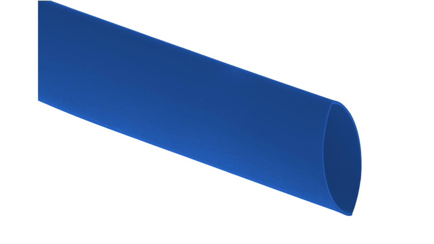 RS PRO Wärmeschrumpfschlauch, Polyolefin Blau, Ø 9.5mm Schrumpfrate 2:1, Länge 1.2m