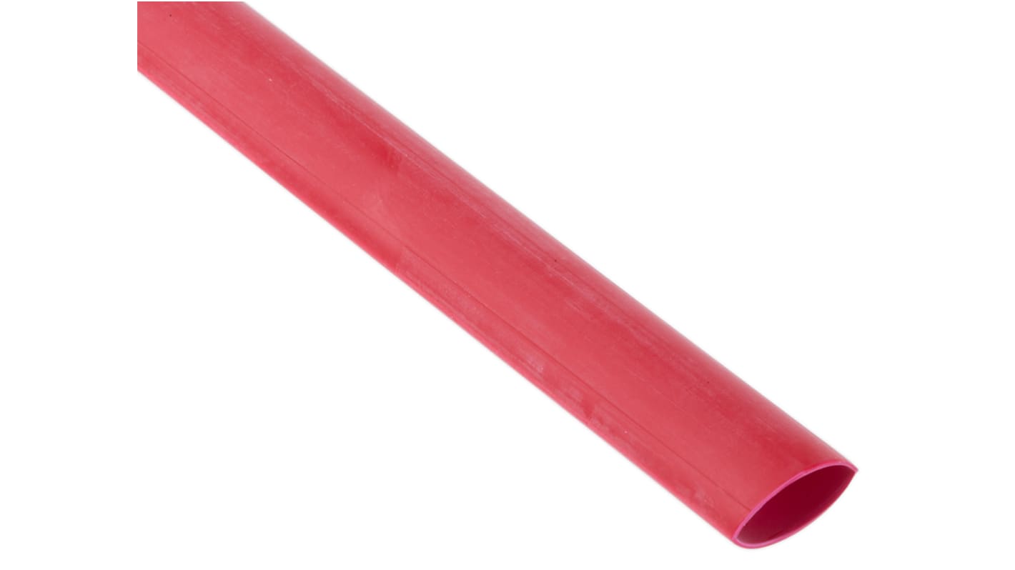 RS PRO Halogen Free Heat Shrink Tubing, Red 9.5mm Sleeve Dia. x 1.2m Length 2:1 Ratio