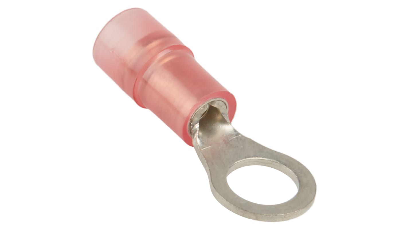 RS PRO Insulated Ring Terminal, M5 (#10) Stud Size, 0.5mm² to 1.5mm² Wire Size, Red