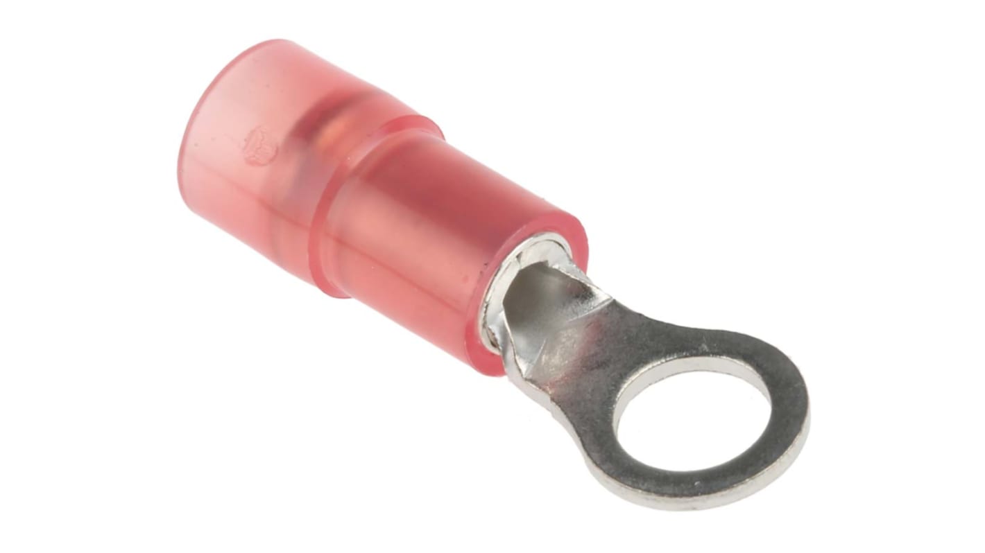 RS PRO Insulated Ring Terminal, M4 (#8) Stud Size, 0.5mm² to 1.5mm² Wire Size, Red