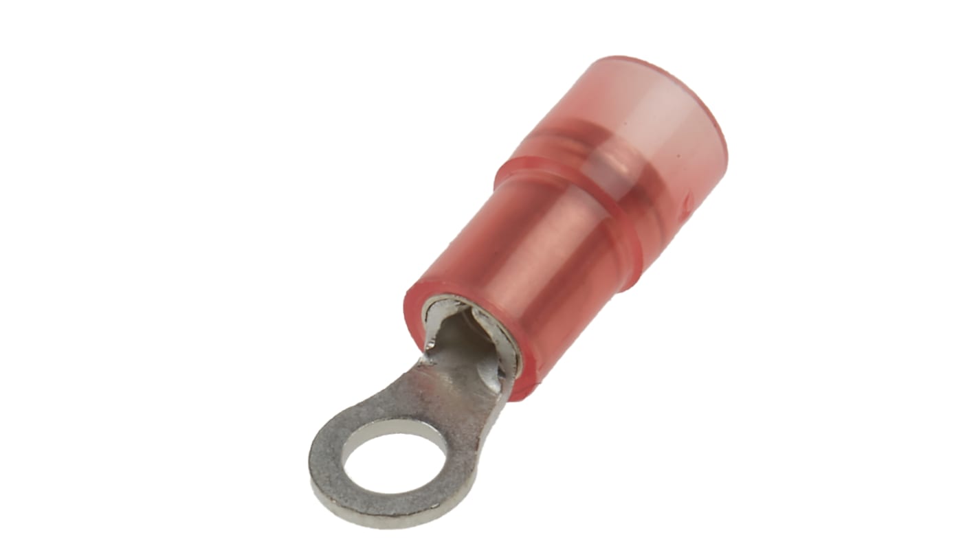 RS PRO Insulated Ring Terminal, M3 (#4) Stud Size, 0.5mm² to 1.5mm² Wire Size, Red