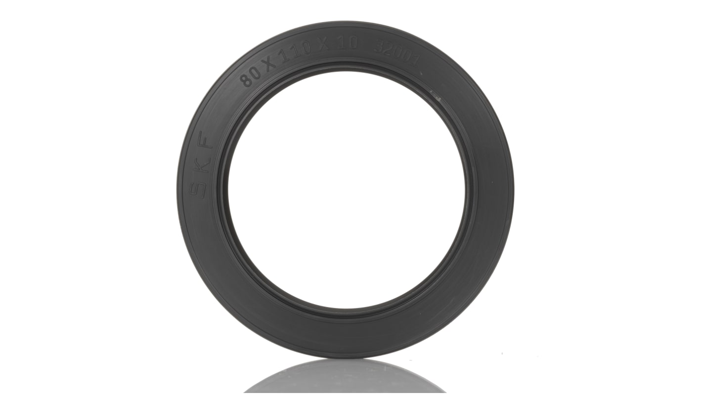 SKF Nitrile Rubber Seal, 80mm ID, 110mm OD, 10mm