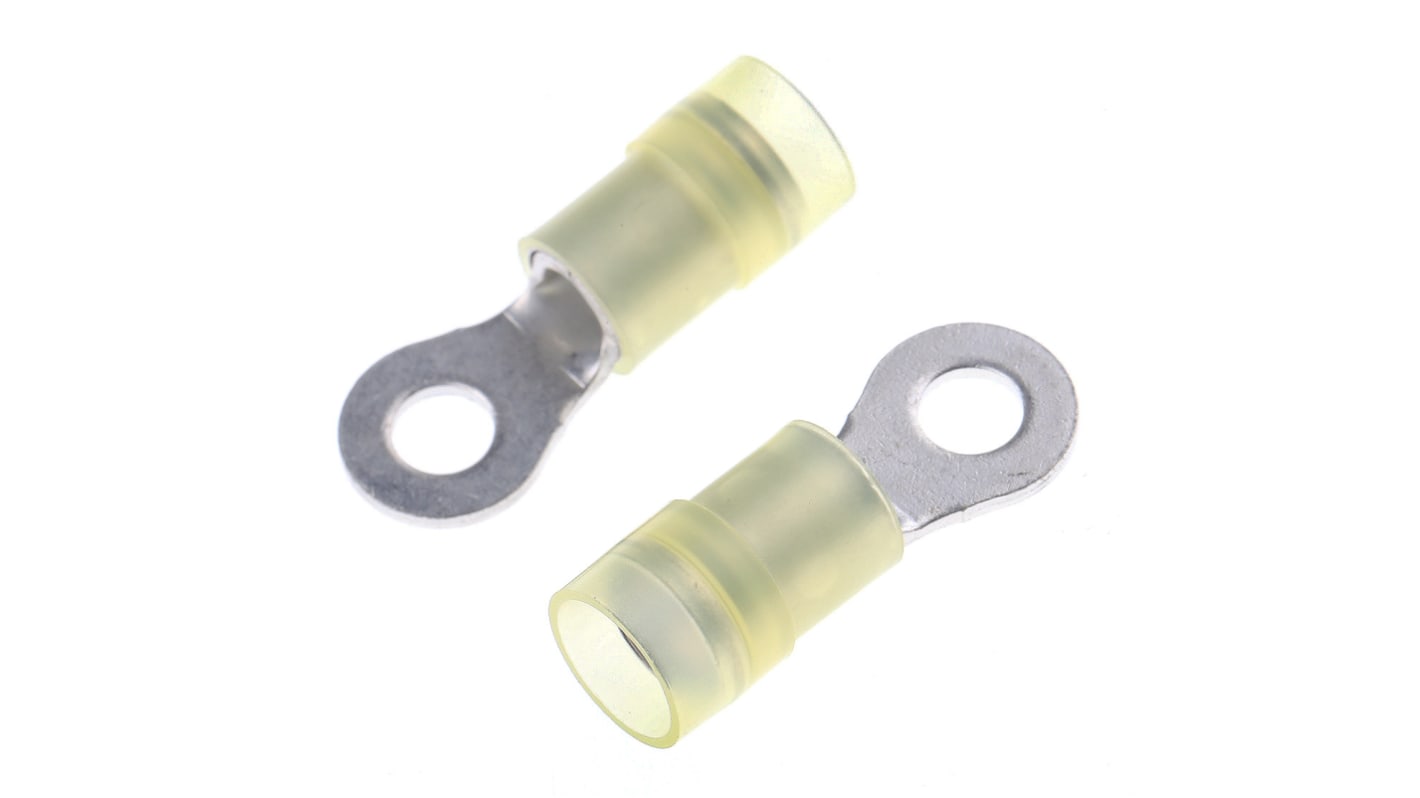 RS PRO Insulated Ring Terminal, M4.5 (#8) Stud Size, 4mm² to 6mm² Wire Size, Yellow