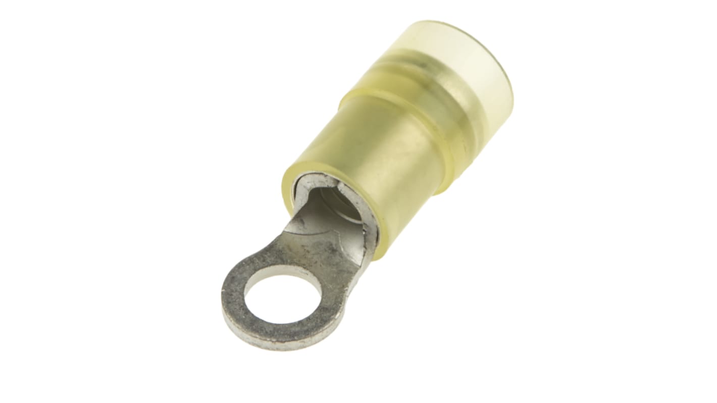 RS PRO Insulated Ring Terminal, M4 (#8) Stud Size, 4mm² to 6mm² Wire Size, Yellow