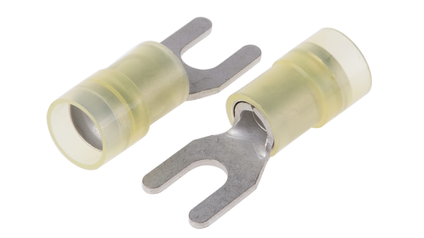 RS PRO Insulated Crimp Spade Connector, 4mm² to 6mm², 12AWG to 10AWG, M4.5 (#8) Stud Size Nylon, Yellow