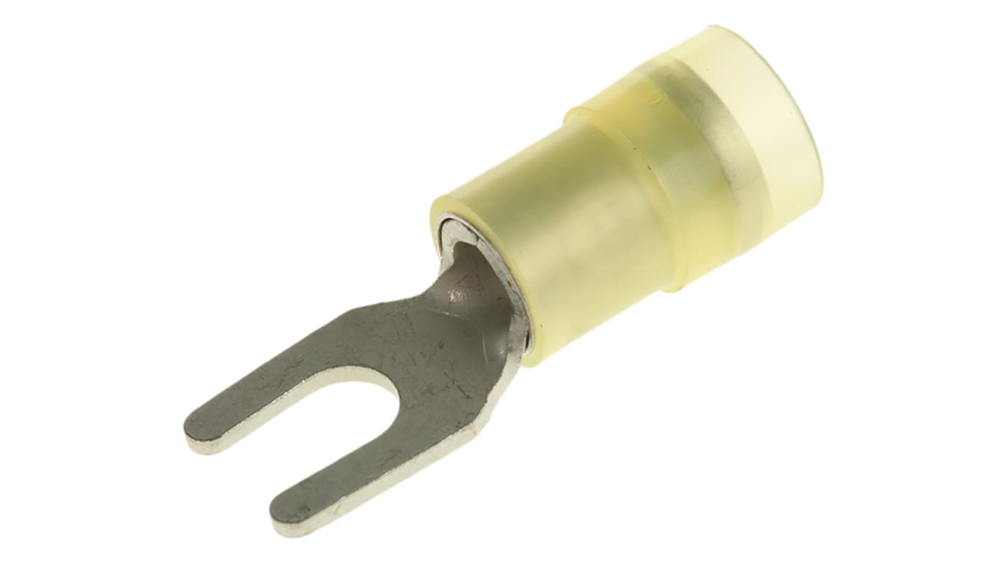 RS PRO Insulated Crimp Spade Connector, 4mm² to 6mm², 12AWG to 10AWG, M4 (#8) Stud Size Nylon, Yellow