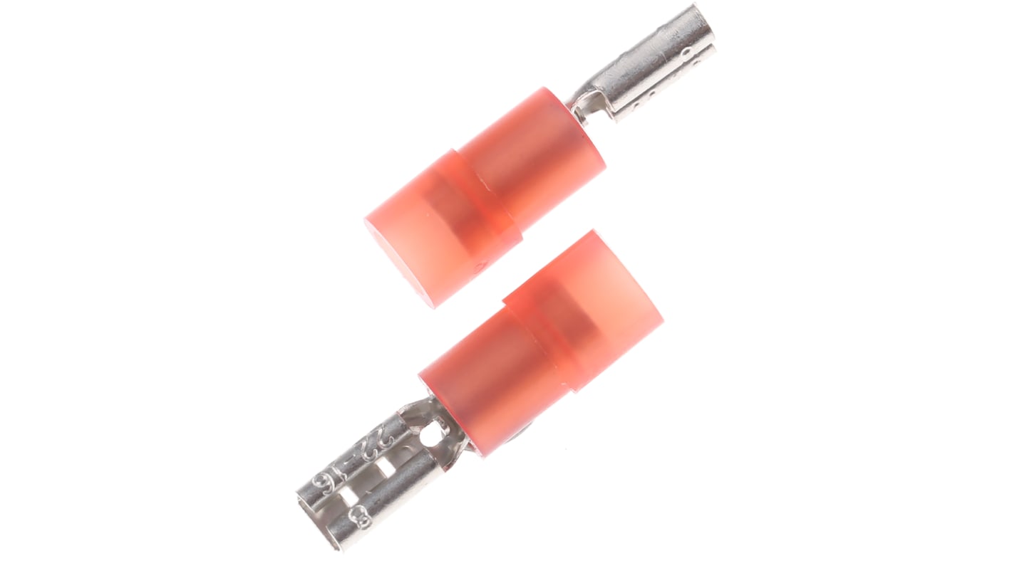 RS PRO Red Insulated Female Spade Connector, Double Crimp, 2.8 x 0.8mm Tab Size, 0.5mm² to 1.5mm²