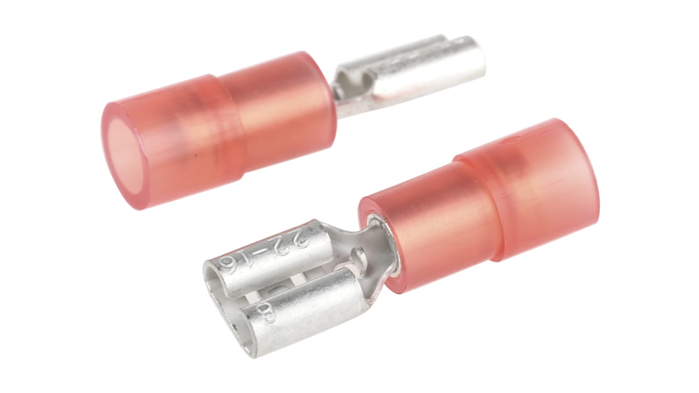 RS PRO Flachsteckhülse, Rot, Isoliert, 4.75 x 0.8mm, Buchse, 0.5mm² - 1.5mm², 22AWG min