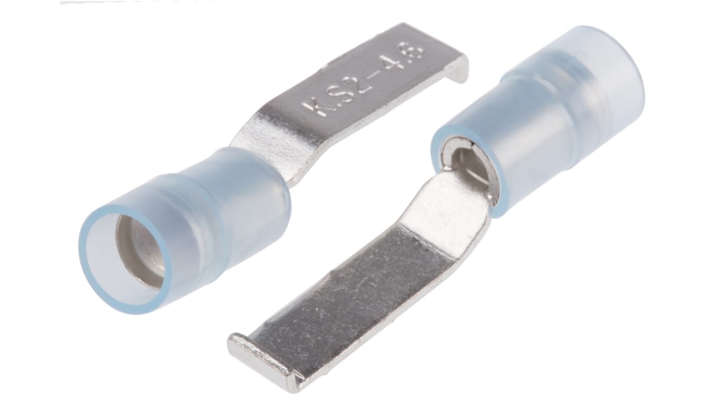 RS PRO Kabelschuh Flachstift Stecker, Isoliert, Blau, L. 17.4mm, D. 0.8mm, Nicht ummantelt