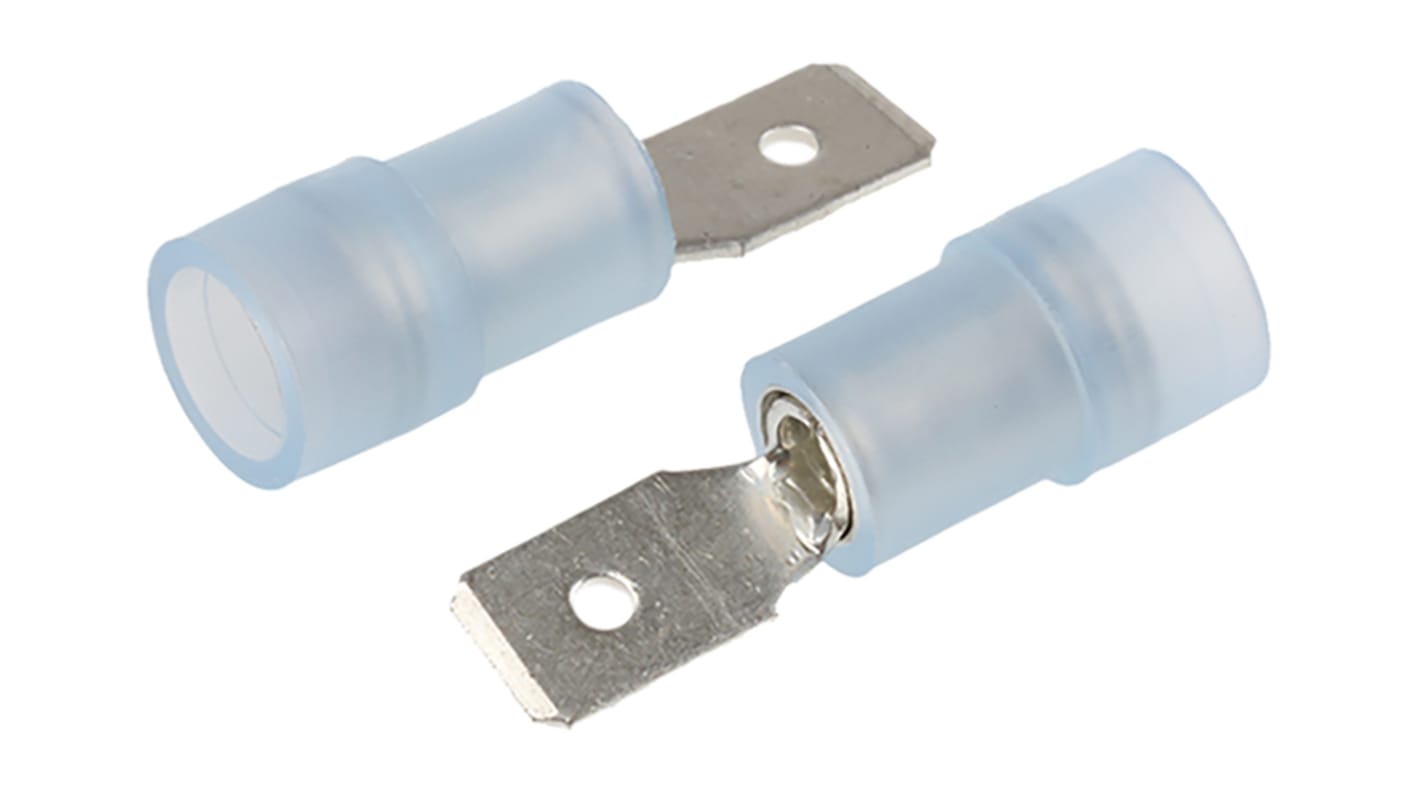 RS PRO Flachsteckhülse, 1.5 → 2.5 mm², 16 → 14 AWG, Blau, Isoliert, 0.5 x 4.75mm, Stecker, 1.5mm² - 2.5mm², 16AWG min