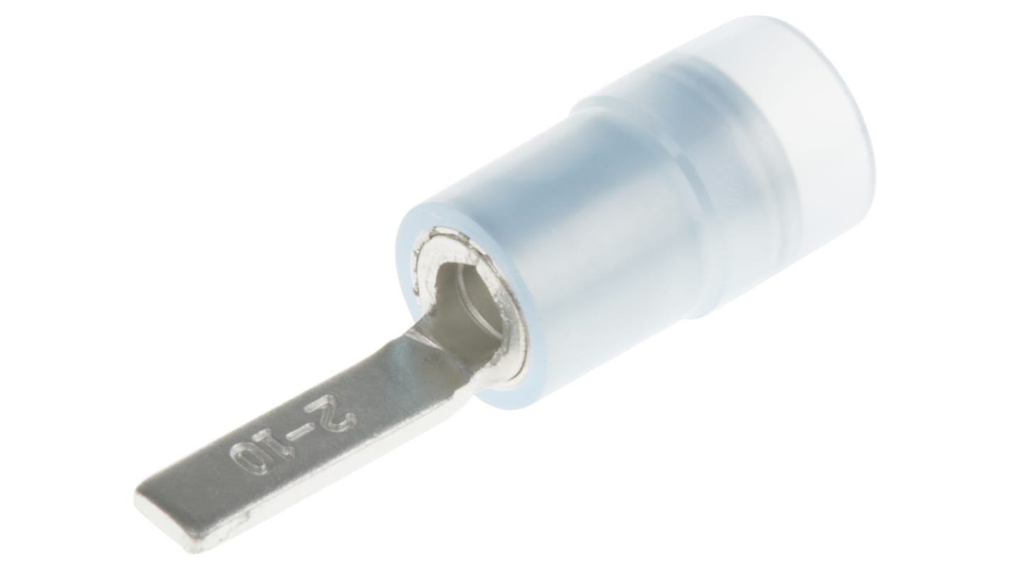 RS PRO Insulated Crimp Blade Terminal 10mm Blade Length, 1.5mm² to 2.5mm², 16AWG to 14AWG, Blue