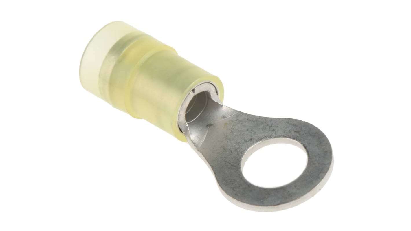 RS PRO Insulated Ring Terminal, M6 (1/4) Stud Size, 4mm² to 6mm² Wire Size, Yellow