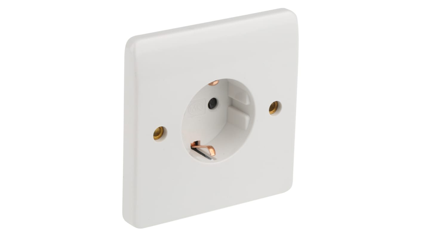 K4150 WHI MK Electric White 1 Gang Plug Socket, 16A, Type F German