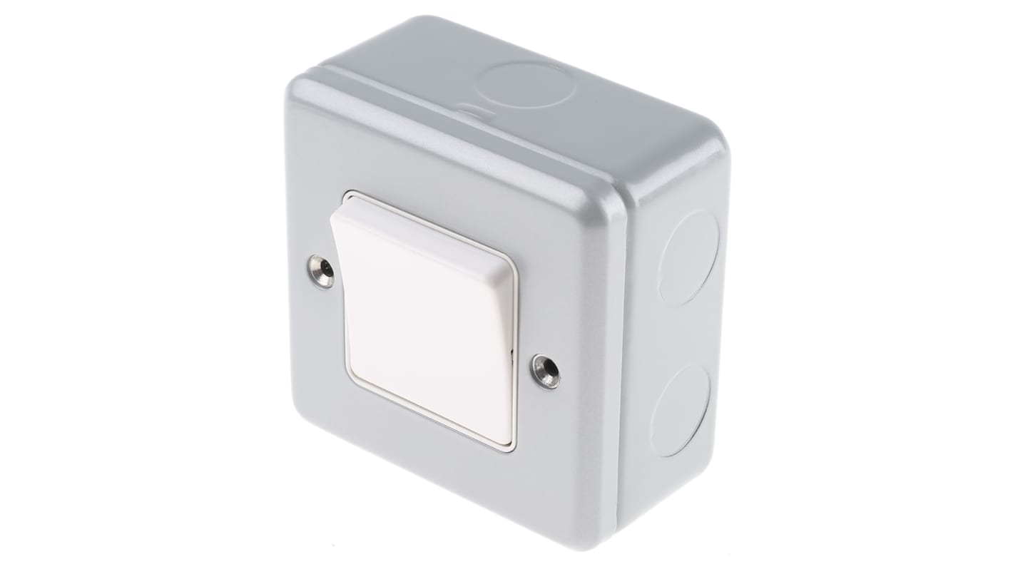 MK Electric Silver Metal Clad Switch, 2 Way, 1 Gang, Metalclad