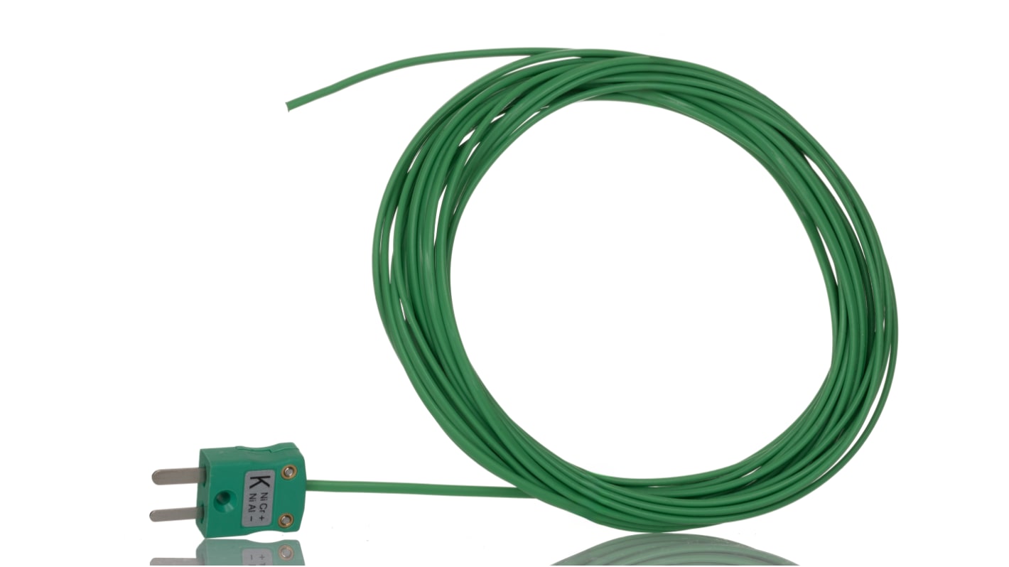 Thermocouple scellé hermétiquement RS PRO type K Ø 7/0.2mm, L 5m, +260°C max à Fiche mâle miniature