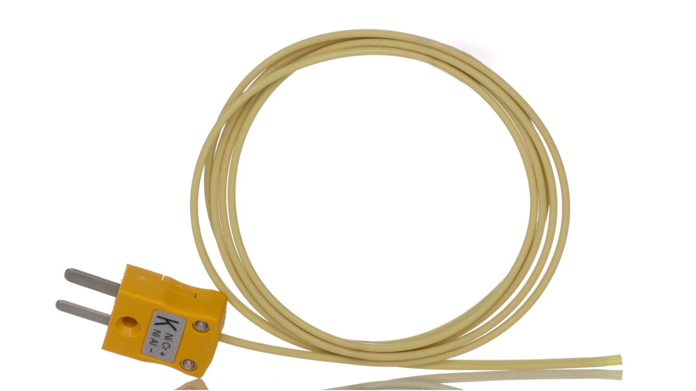 Thermocouple scellé hermétiquement RS PRO type K Ø 7/0.2mm, L 1m, +260°C max à Fiche mâle miniature