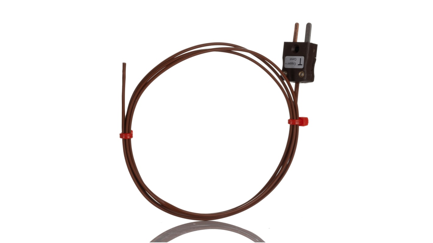 Thermocouple scellé hermétiquement RS PRO type T Ø 7/0.2mm, L 1m, +260°C max à Fiche mâle miniature