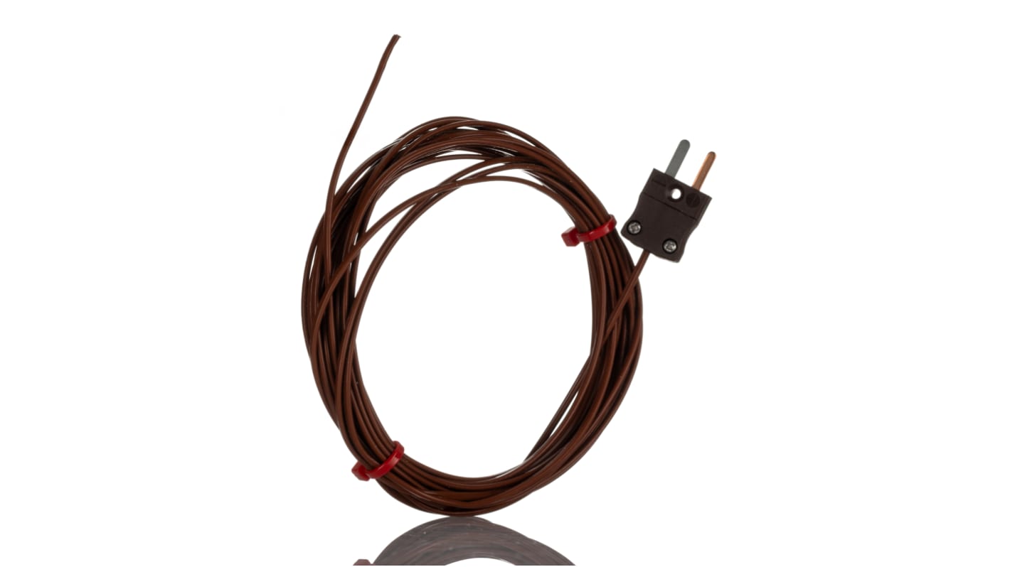 Thermocouple scellé hermétiquement RS PRO type T Ø 7/0.2mm, L 5m, +260°C max à Fiche mâle miniature