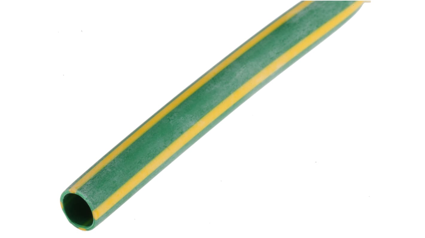 RS PRO Halogen Free Heat Shrink Tubing, Green, Yellow 4.8mm Sleeve Dia. x 1.2m Length 2:1 Ratio