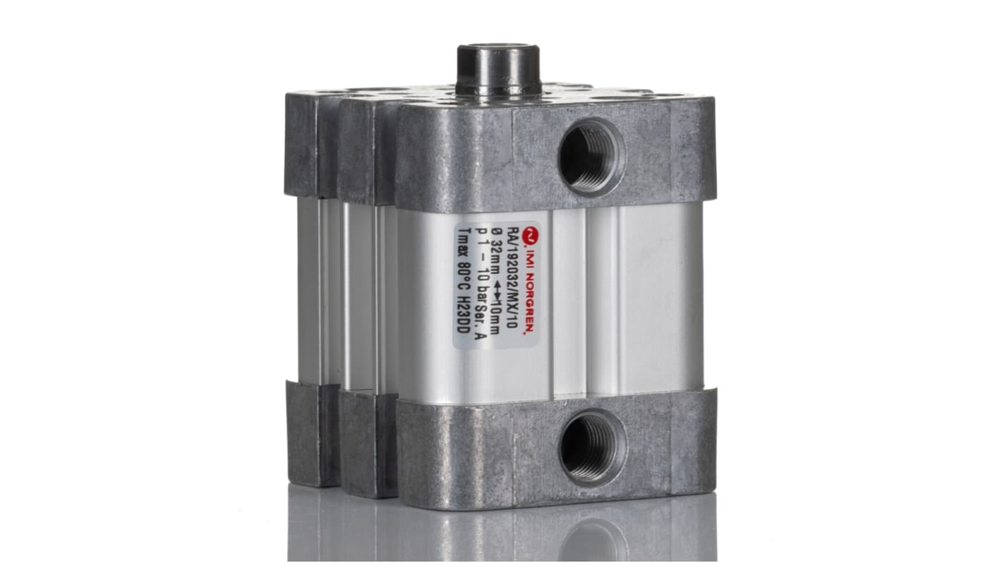 Norgren Pneumatic Compact Cylinder - RA/192032/MX/10, 32mm Bore, 10mm Stroke, RA/192000/M Series, Double Acting