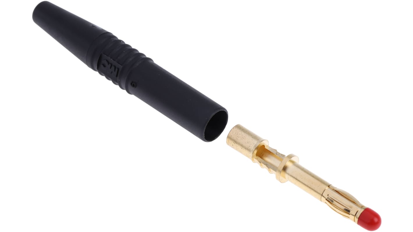 Staubli Black Male Banana Plug, 4 mm Connector, Solder Termination, 32A, 1000V, Gold Plating