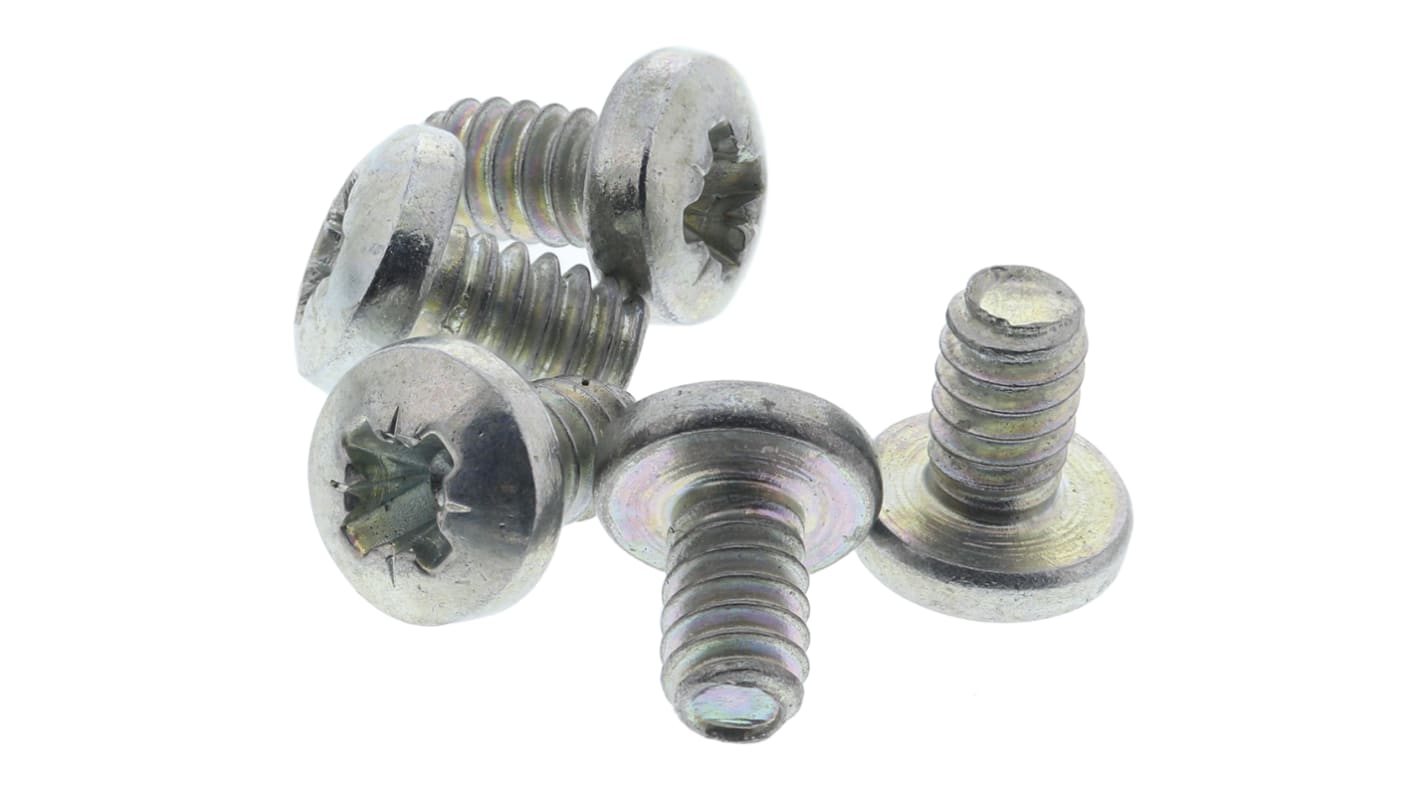 RS PRO Pozidriv Pan Steel Machine Screws ANSI B 18.6.3 No 4x3/16in