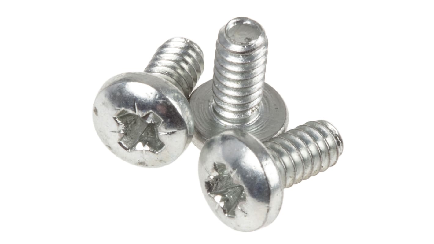 RS PRO Pozidriv Pan Steel Machine Screws ANSI B 18.6.3 No 4x1/4in