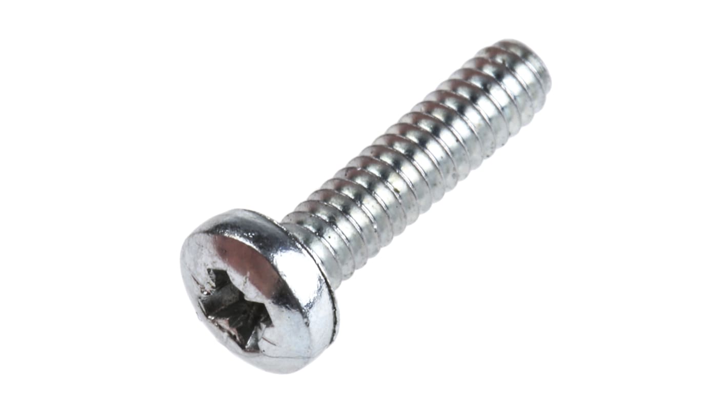 RS PRO Pozi Pan Steel Machine Screws No 4 UNCx1/2in