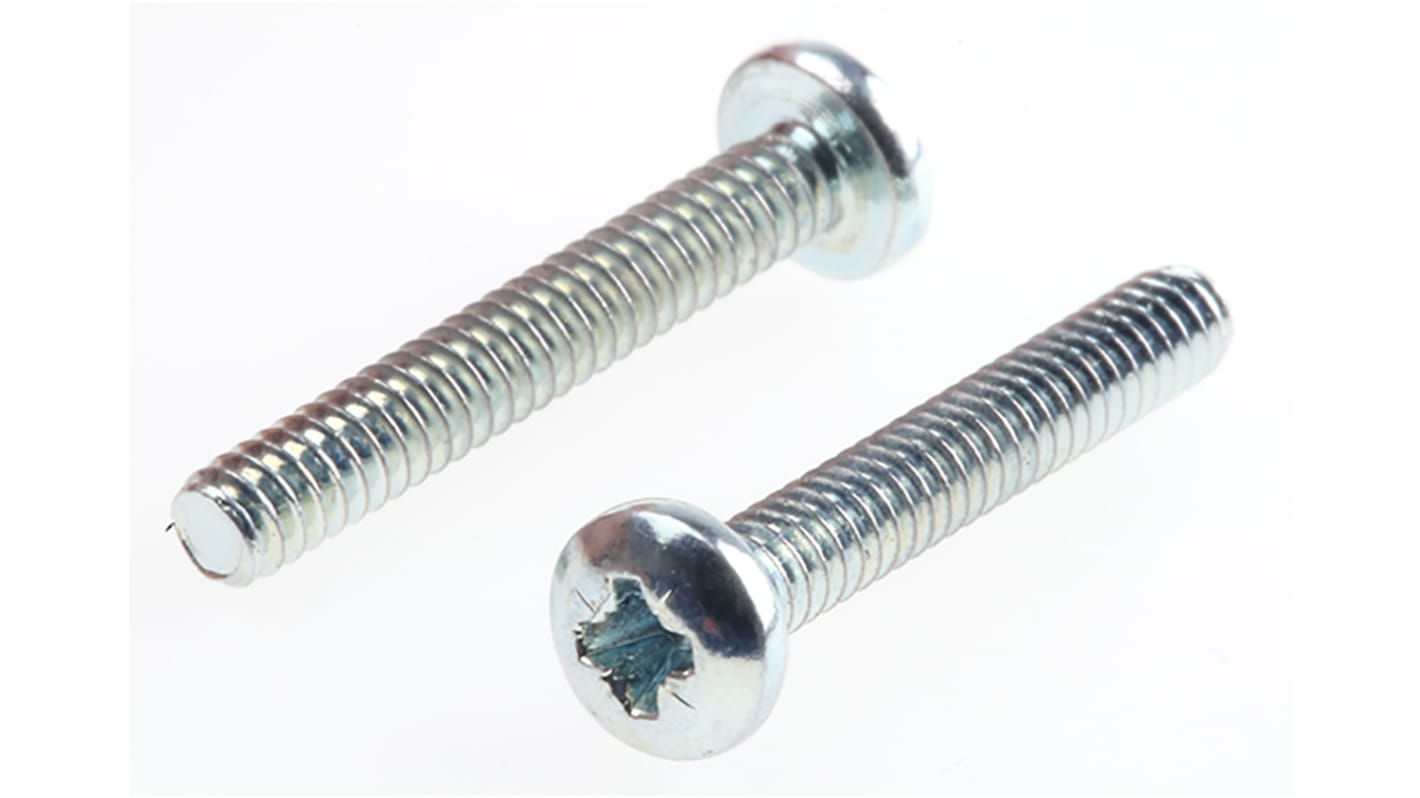 RS PRO Pozidriv Pan Steel Machine Screws ANSI B 18.6.3 No 4x3/4in