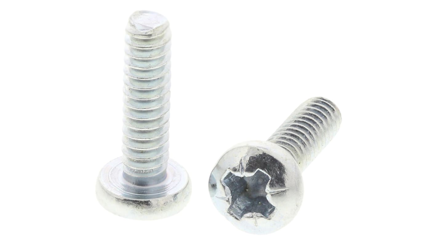 RS PRO Pozidriv Pan Steel Machine Screws No 6x1/2in