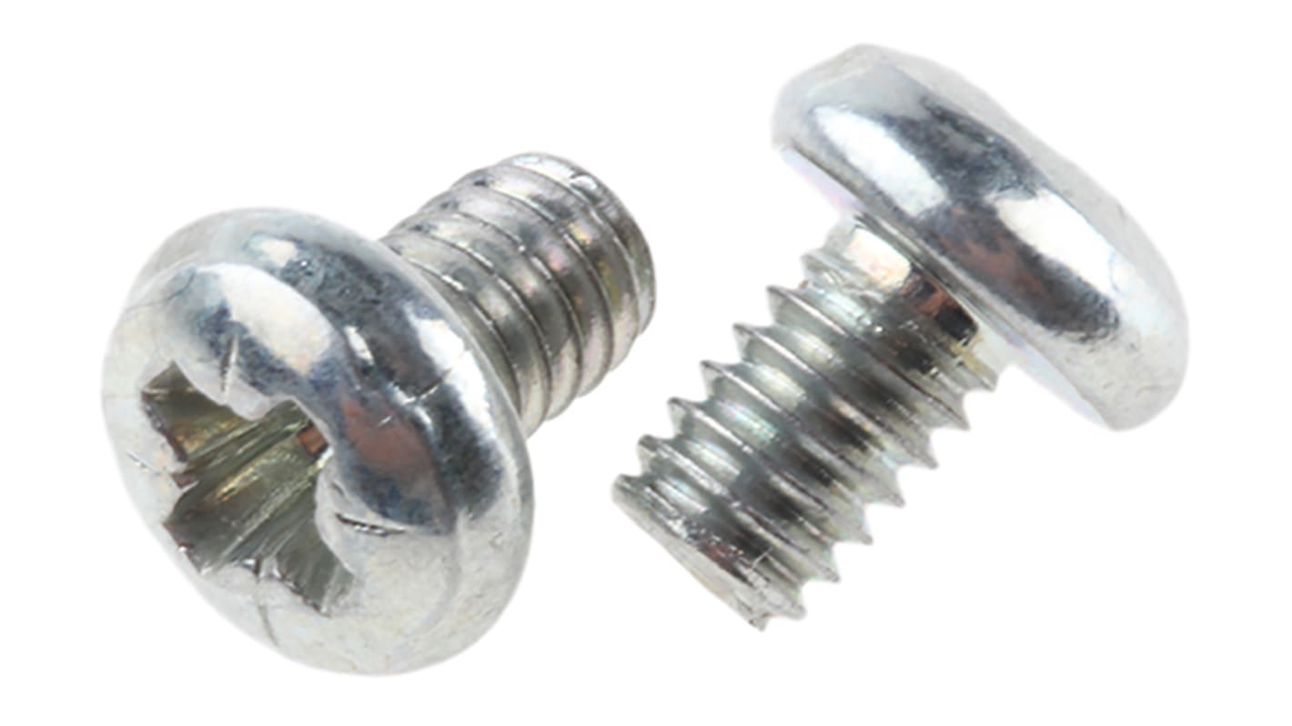 RS PRO Pozidriv Pan Steel Machine Screws ANSI B 18.6.3 No 8x1/4in