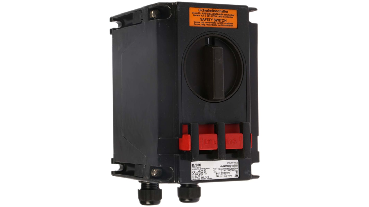 Interruptor de posición de seguridad Eaton GHG 262, 4P, NA/NC, 690V, 20A, IP66, ATEX