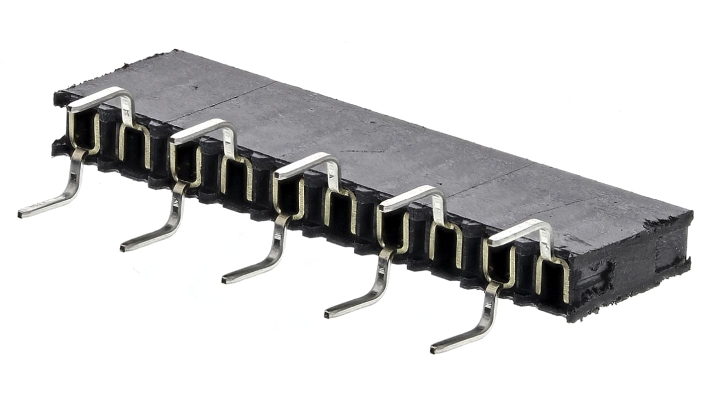 Samtec Straight Through Hole Mount PCB Socket, 10-Contact, 1-Row, 2.54mm Pitch, Solder Termination