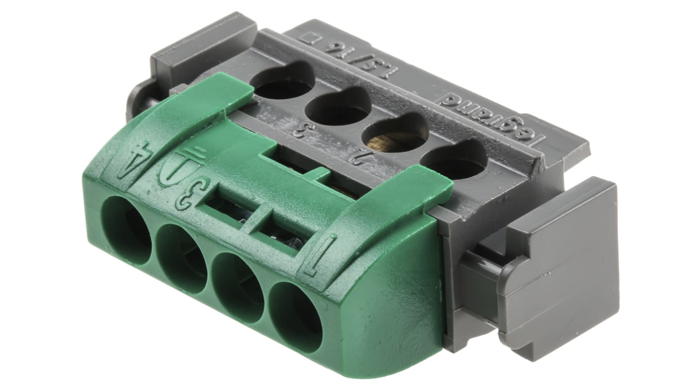 Legrand Distribution Block, 4 Way, 1.5 → 16mm², 80A, 400 V ac, Green