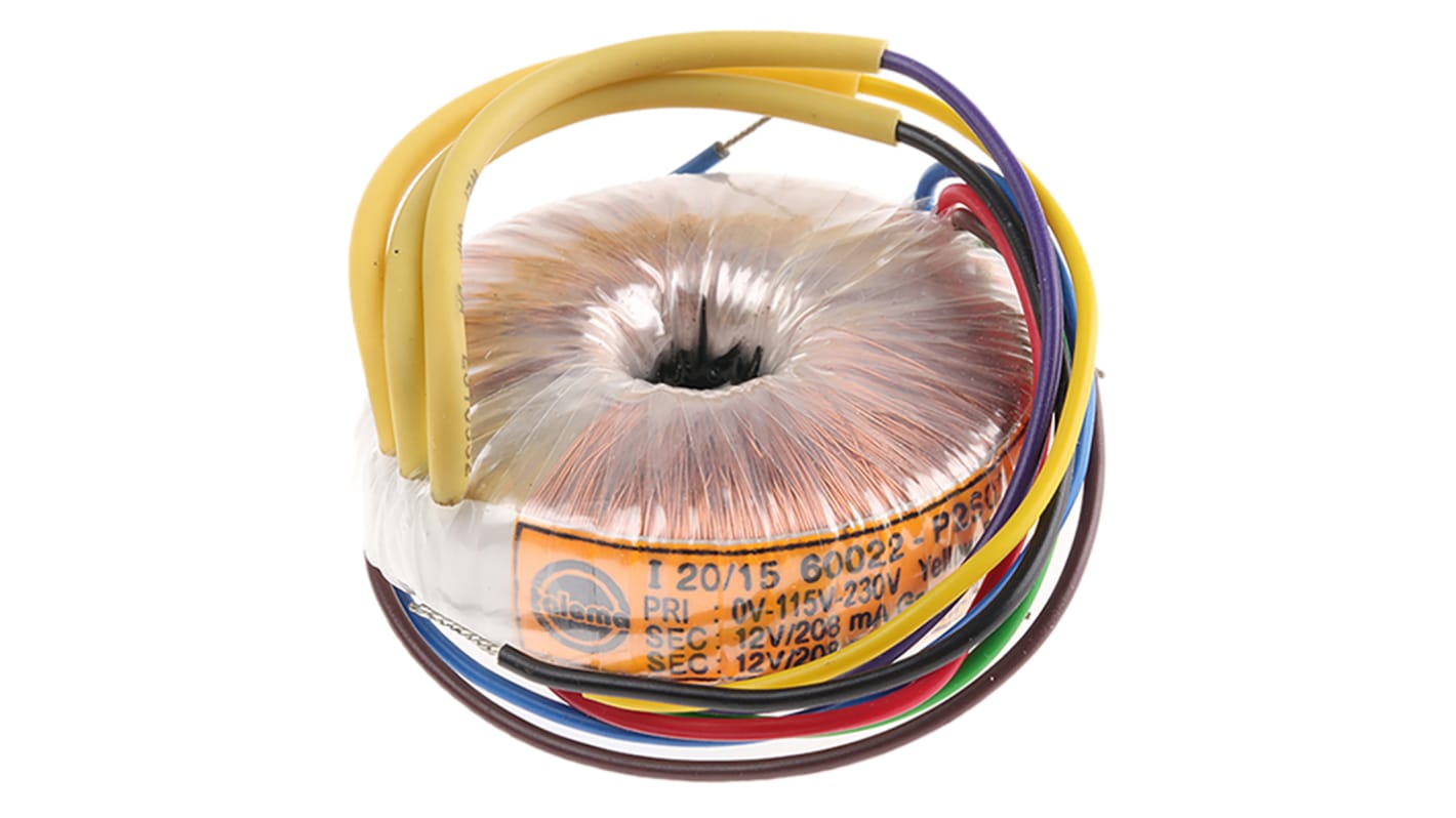 Transformador toroidal Nuvotem Talema, 60022, Tensión 2 x 12V ac, Potencia 5VA, 2 salidas