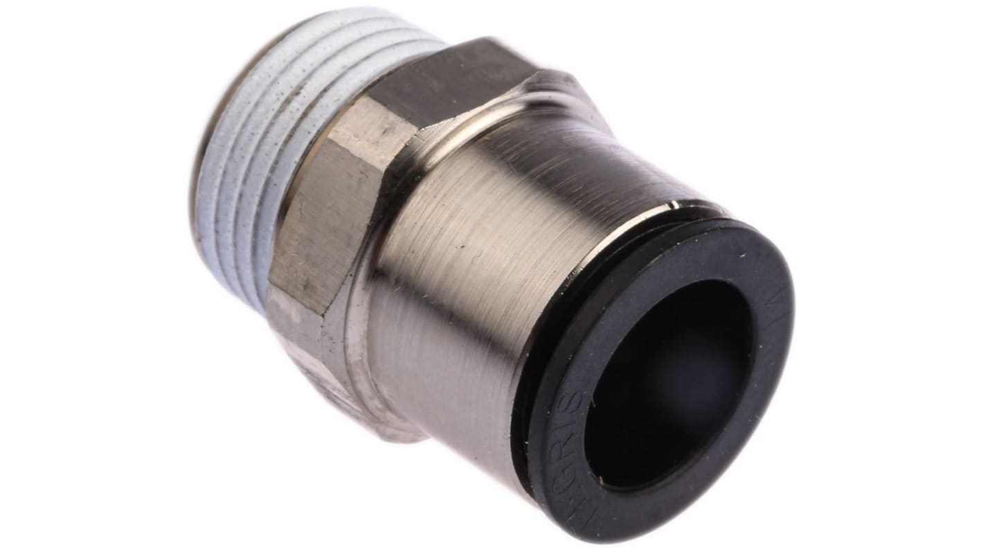 Legris LF3000 Series Straight Threaded Adaptor, R 1/2 Male to Push In 14 mm, Threaded-to-Tube Connection Style