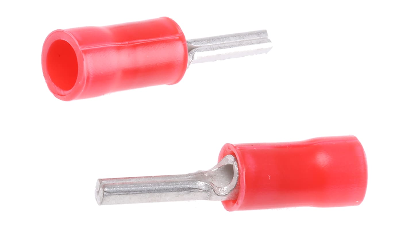 TE Connectivity Stiftkabelschuh, Serie PLASTI-GRIP, Rot Isoliert PVC min. 0.3mm², max. 1.4mm² 22AWG 16AWG, Ø 1.8mm