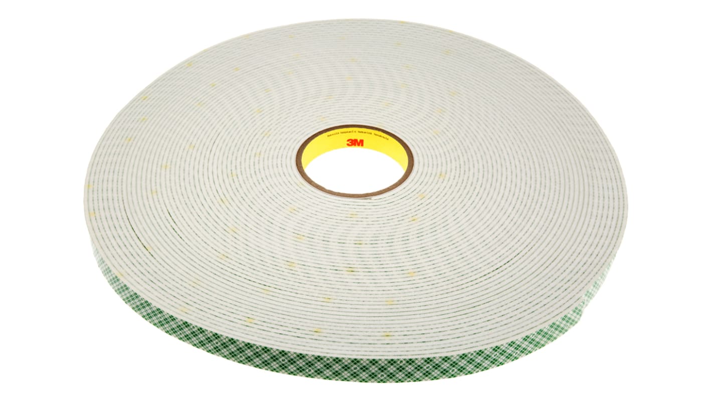 3M SCOTCH 4008 Schaumstoff Klebeband doppelseitig, Weiß, Stärke 3.2mm, 19mm x 33m, 17 N/cm