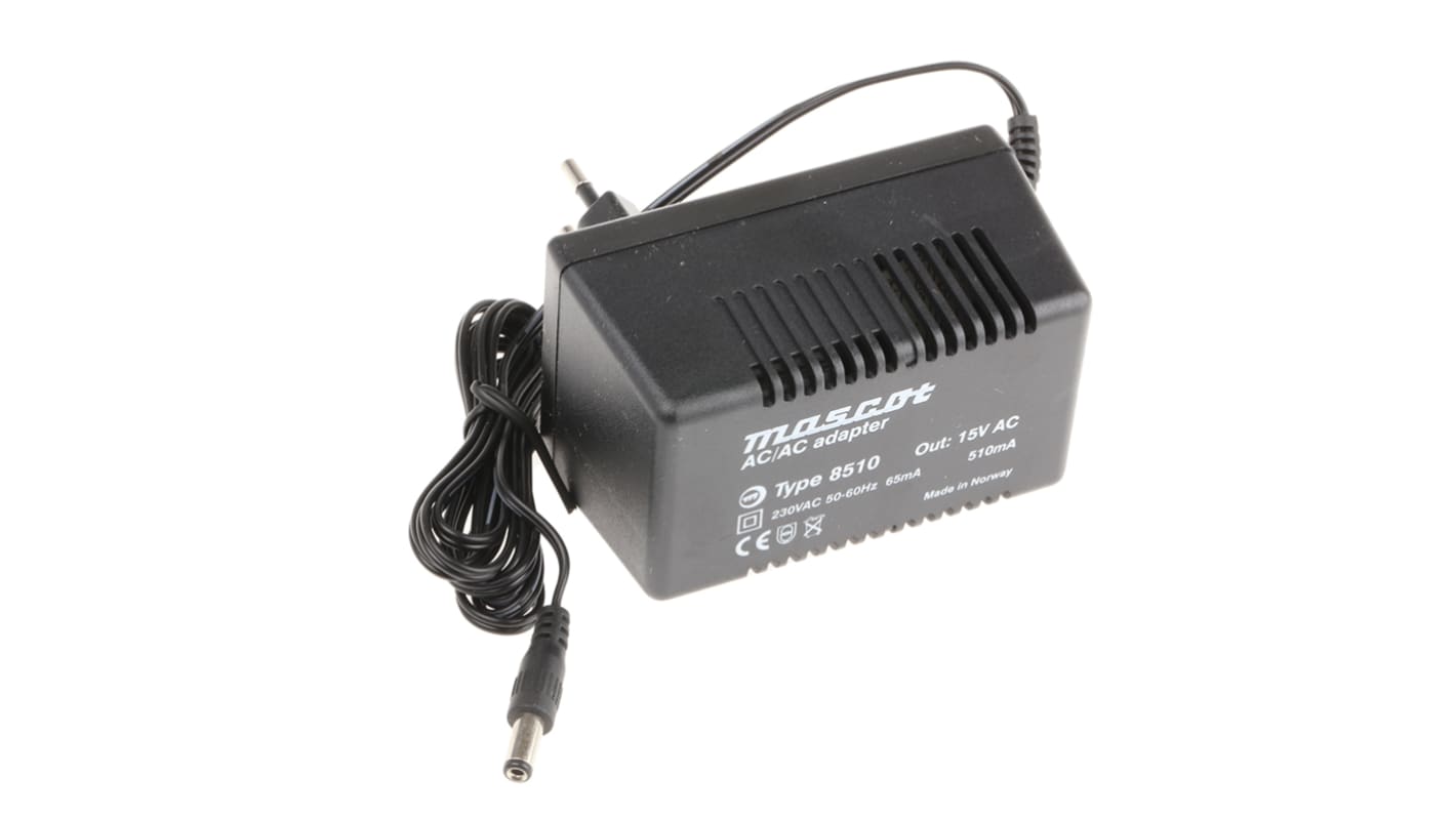 Hálózati adapter 15V ac 1 kimenetes AC/AC adapter, 510mA, 8.5W, dugasz típusa: C típus